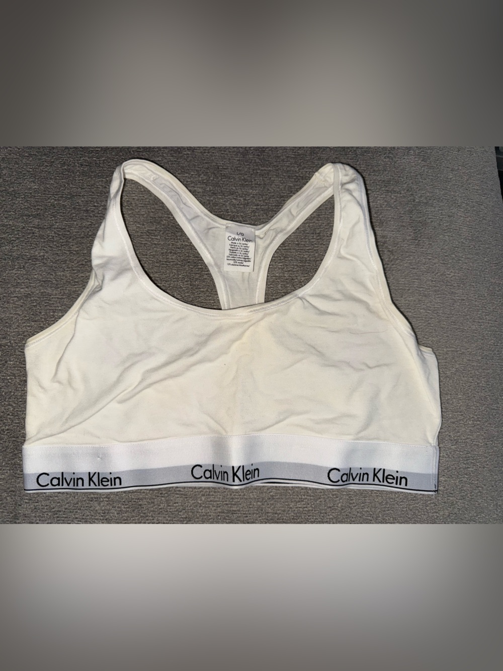 Calvin Klein White Logo Elastic Racerback Bralette